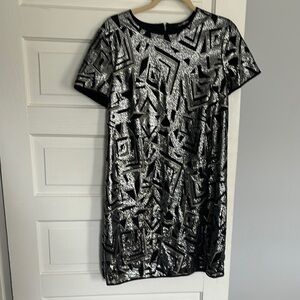 Alice & Trixie Geometric Black and Silver Dress